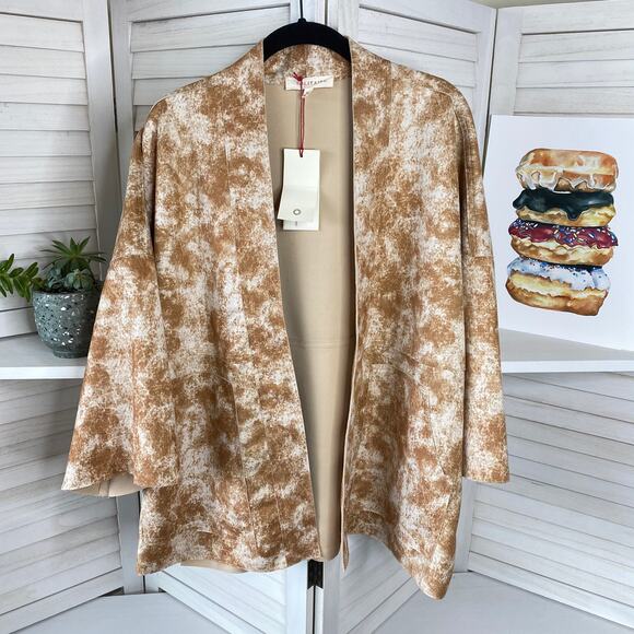 Solitaire brown faux suede open jacket - Picture 1 of 8